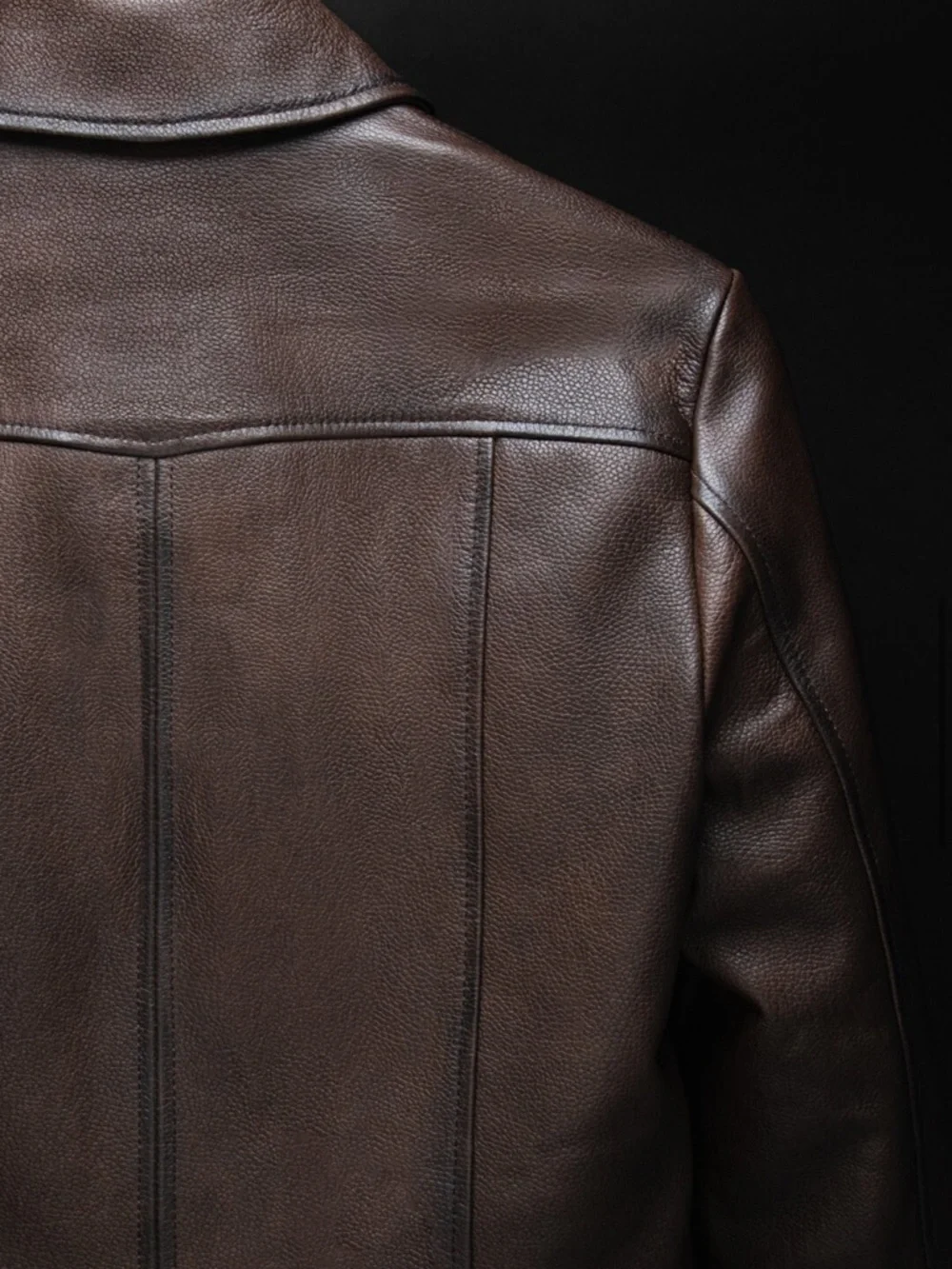 Boda Skins vintage Brown Leather Zip-Front Jacket